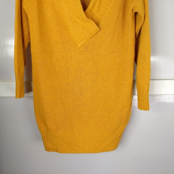David Benjamin Yellow Pullover Silk Blend Sweater Deep V Neck Long Sleeve Large - Picture 3 of 12